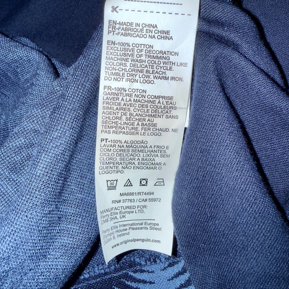 Original Penguin Palm Print Polo Shirt Men’s Large - NWT Dark Sapphire Blue - Picture 10 of 10